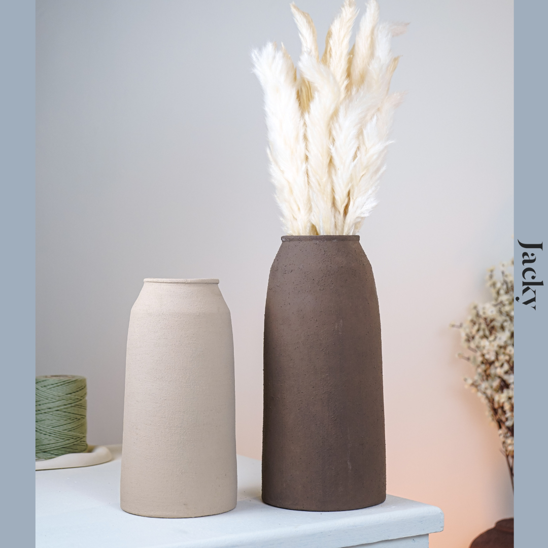 Set of 2 HANDMADE Rustic Vase