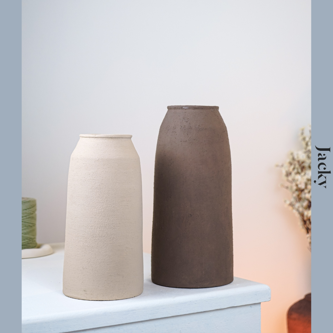 Set of 2 HANDMADE Rustic Vase